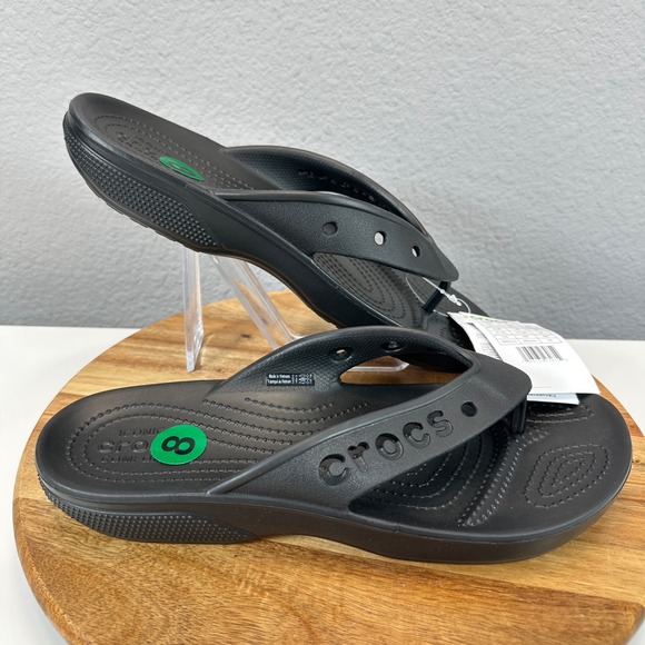CROCS Shoes - Crocs Baya II Flip Black Thong Sandals 208192-001 Womens 10 Mens 8